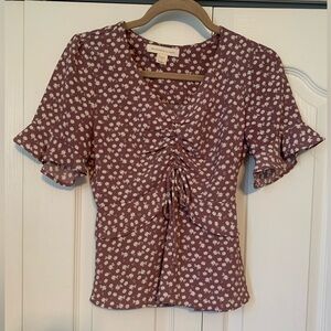 Monteau Purple and White Peasant Blouse Size Small